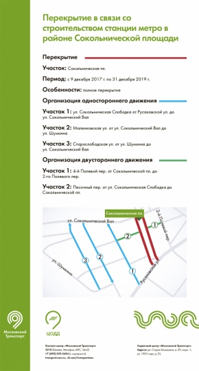 В связи со строительством станции метро «Стромынка» в районе Сокольнической площади изменится схема движения.
